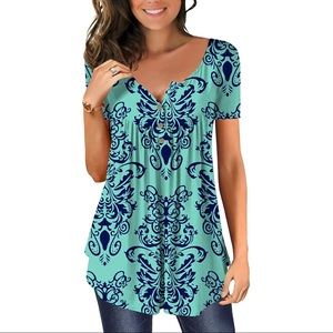 Green Women's Shirts Casual Blouse Short Sleeve